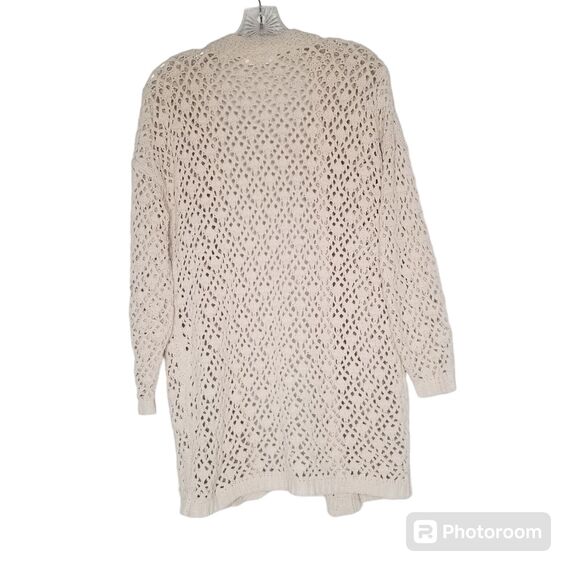 Moon & Madison Cream Crochet Open Knit Cardigan Small Boho Lagenlook Hippie - Picture 3 of 8